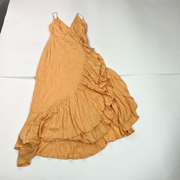 Lovers+Friends Wrap Dress Womens Medium Tangerine Orange Gelina Drop Waist NWT - Picture 2 of 16